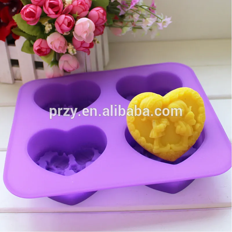 Top selling Handmade love heart silicone molds for soap