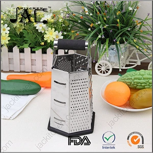 6-sides Stainless Steel Boxed Cheese Grater Vegetable Slicer Non Slip Rubber Bottom