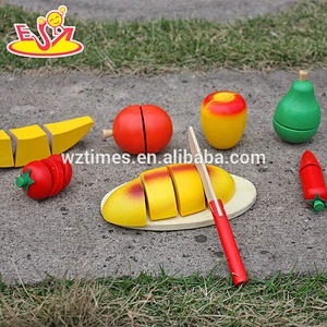 Wholesale role play wooden cutting food toy funny wooden cutting food toy for kids W10B106