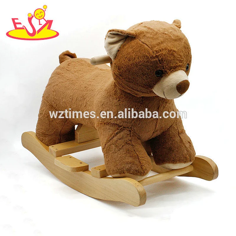 Wholesale baby wooden bear plush rocking horse for sale W16D111