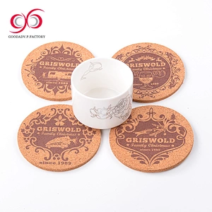 GOODADV custom shape big size 1cm thick silk-screen round cork coaster