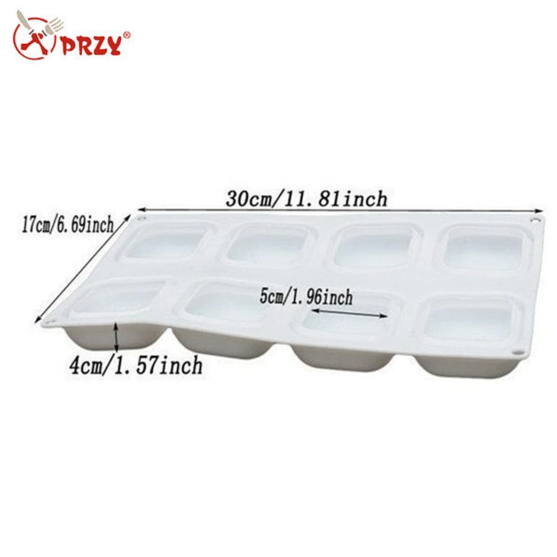 F028 Fondant silicone cake mold 8-Cavity Square Pillow Design For Mousse Breads Cornbread Cheesecake Pie Brown