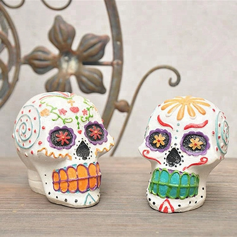 Resin painted 3D Skull Decoration mould Halloween Skeleton head Candle silicone molds