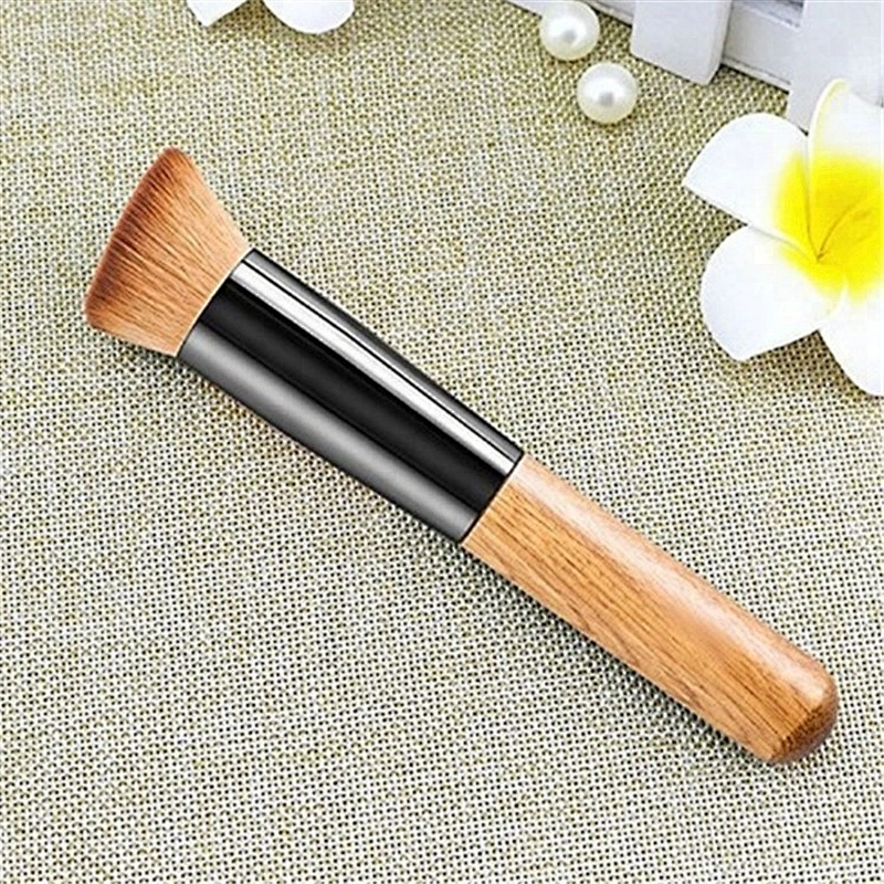 Wooden Handle Professional Human Hair Makeup Brush Customized Logo Foundation Powder Make Up Brush Set For Travel