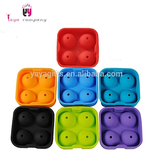 4pcs Whiskey Cocktail Custom Logo Silicone Ice Ball Mold With Lid