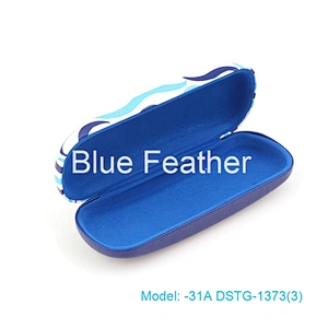 High Quality Men's OEM Cute branded Metal Portable PU leather optical eyeglasses case Pouch  Hinge with logo