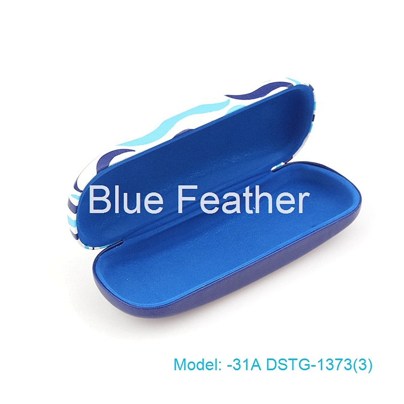 High Quality Men's OEM Cute branded Metal Portable PU leather optical eyeglasses case Pouch  Hinge with logo