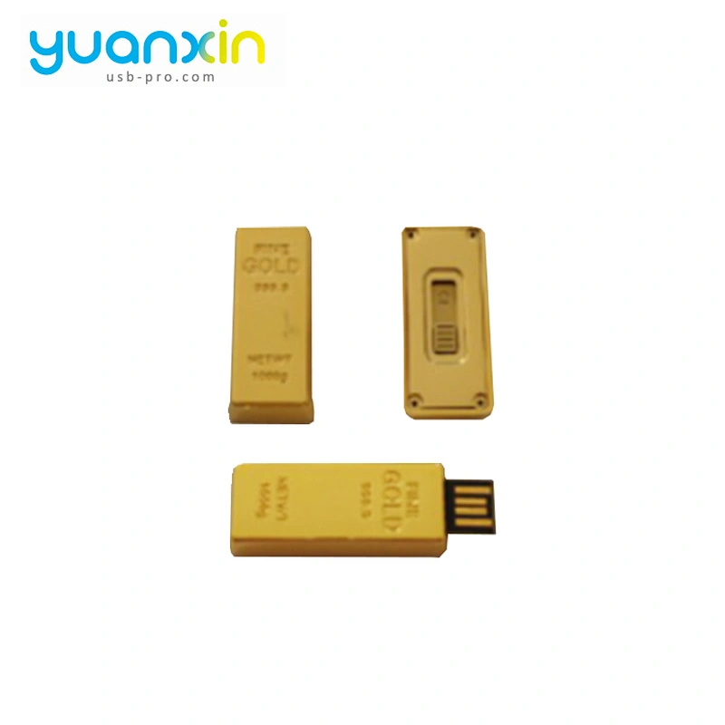 Golden Push-pull Metal USB Flash Drive
