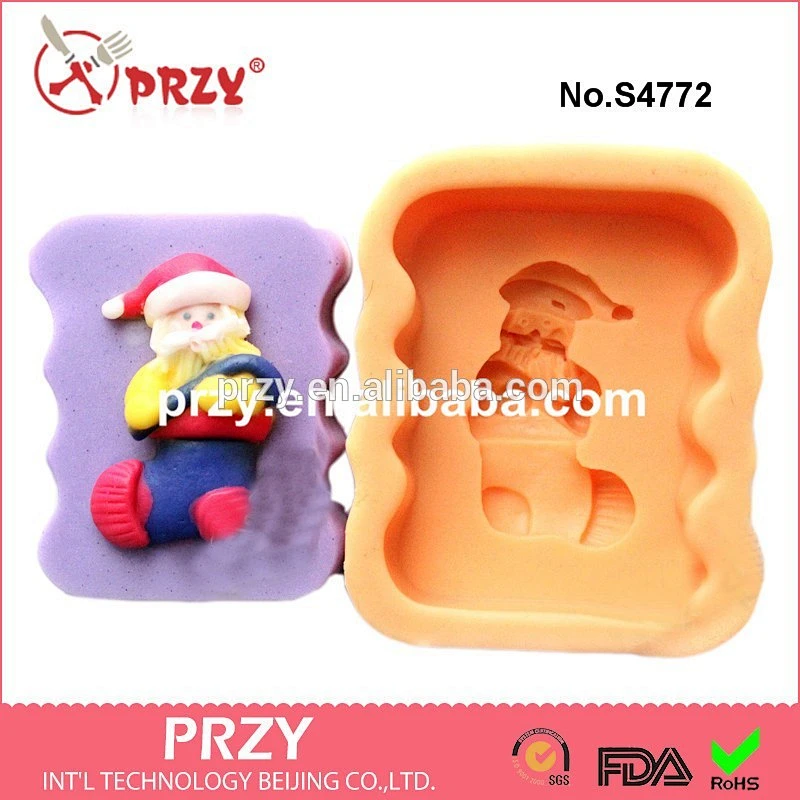 S4772 flexible customized designs Christmas series Santa Claus decorative handmade silicone soap molds