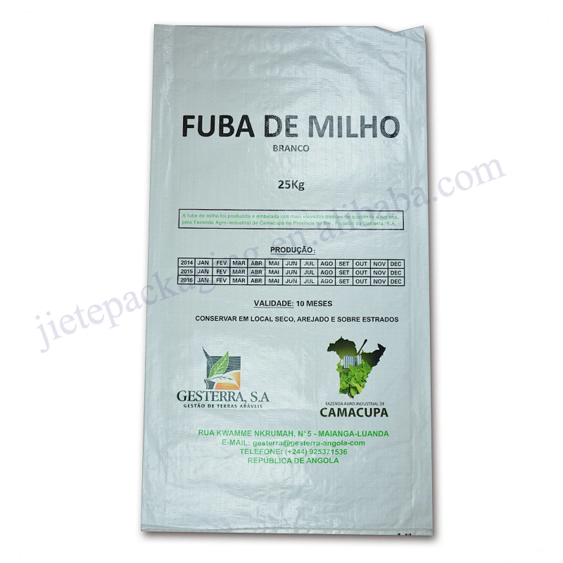 Customized white printed 25kg pp woven flour packaging bag plastic maize sack