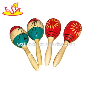 Wholesale cheap baby preschool wooden maracas instrument new fashion toddlers wooden maracas instrument W07I053
