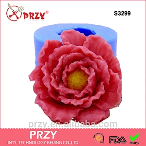 S3299 Decorative Peony flower soap silicone mold Peony flower candle mould for sell