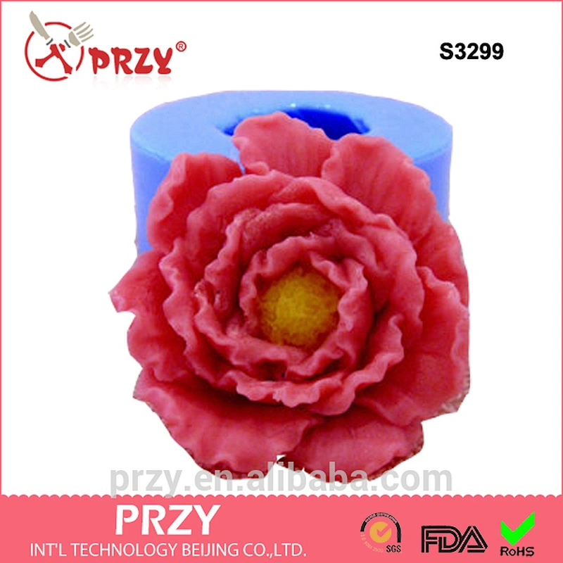 S3299 Decorative Peony flower soap silicone mold Peony flower candle mould for sell