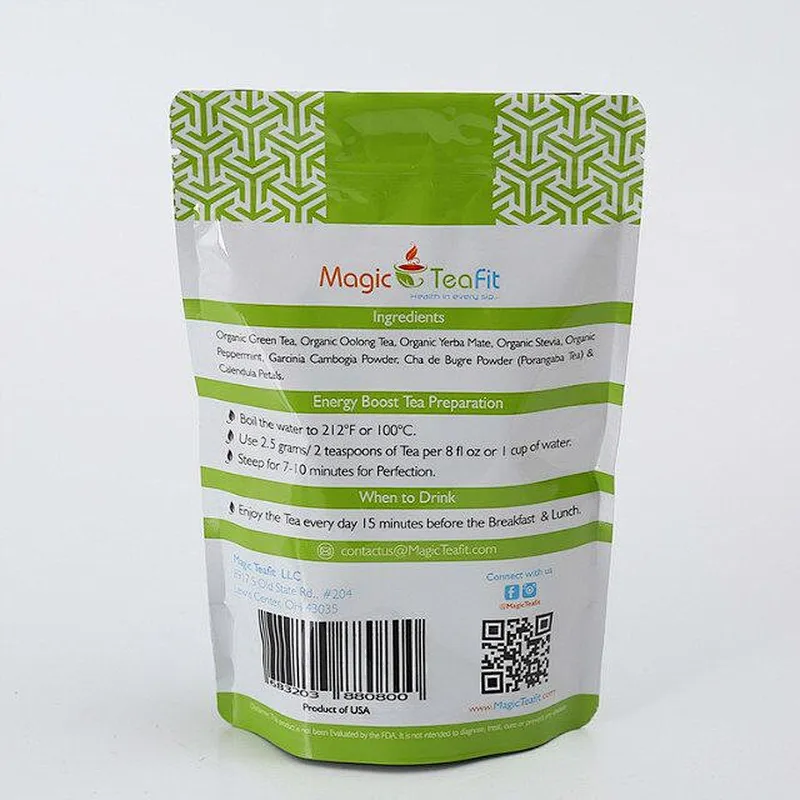 Green PE bag for snack packaging wholesale