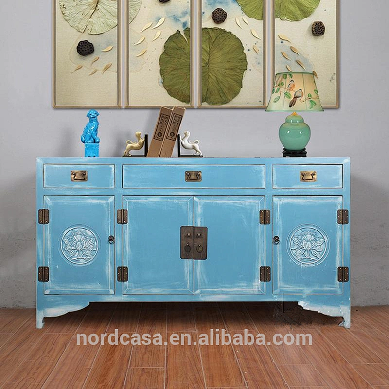 three drawer two door antique style chinese buffet cabinet