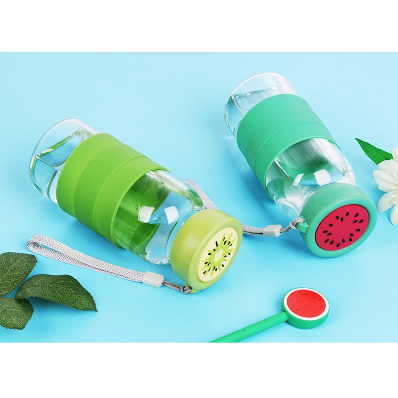 Hot Selling Promotional Gifts Cheap Glass Mug with Silicone Colorful Lady Water Bottle