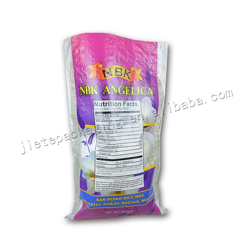 Printed bopp laminated transparent eco-friendly reclaimed material pp woven bag for rice