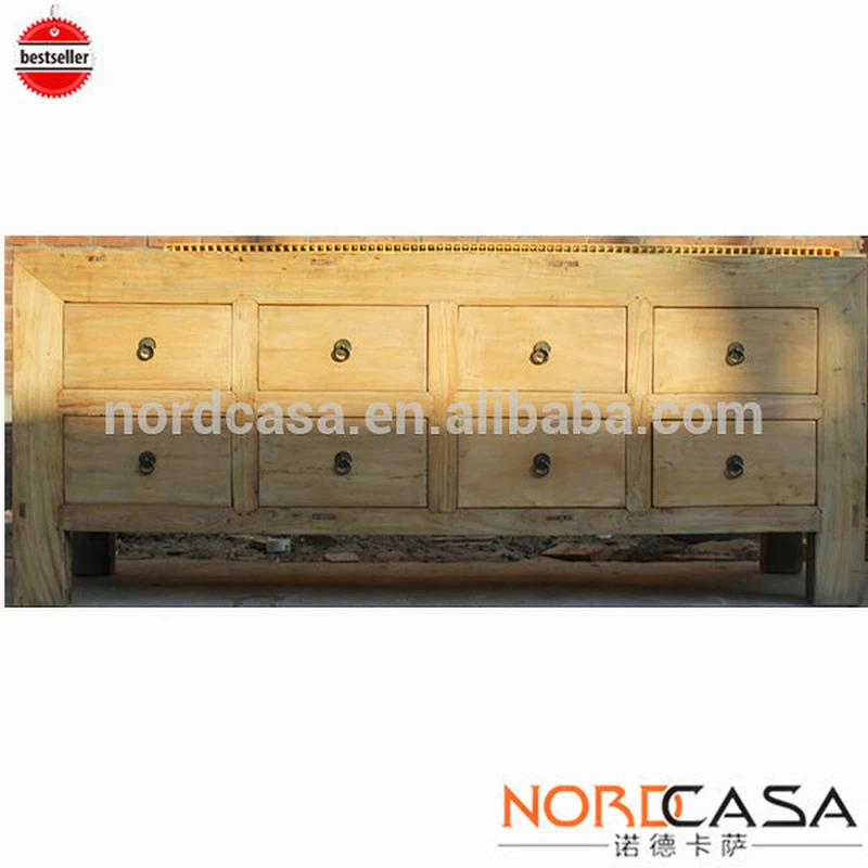 chinese provincial antique reclaimed pine natural cabinet/rustic reclaimed pine natural cabinet/reclaimed pine 8 drawer cabinet