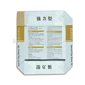 Custom printed kraft paper bag with square bottom valve port for tile adhesive, cement packing