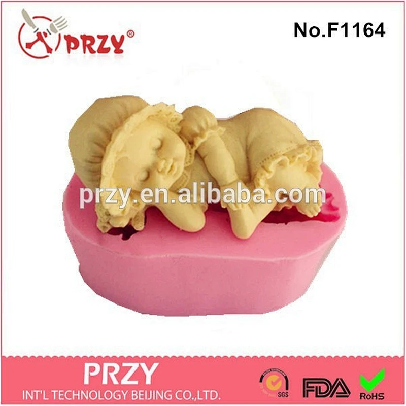 F1164 High quality sleeping baby doll silicone fondant mold baby silicone mold