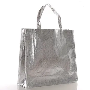 Wholesale gold and silver non-woven tote bag shopping