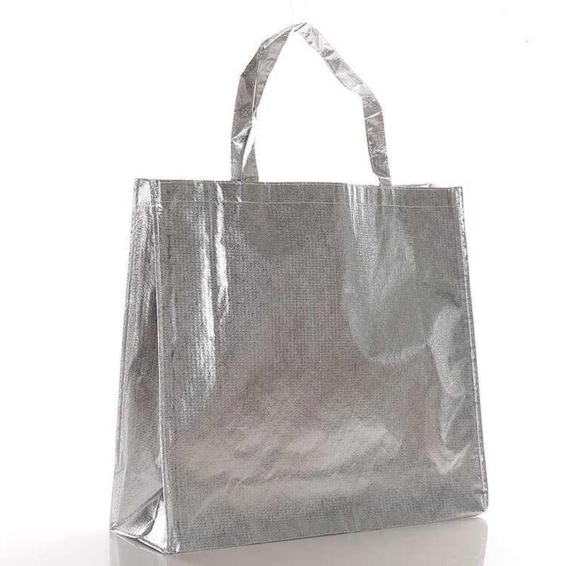 Wholesale gold and silver non-woven tote bag shopping