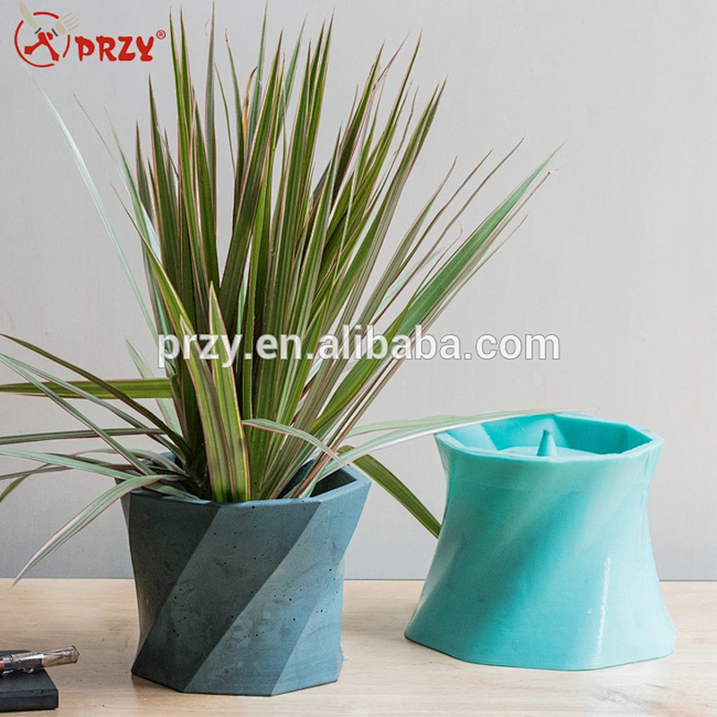 3D Twisted Octagon Vase Silicone Mold przy 2018 New Silicone Molds For Concrete Silicone soap mold