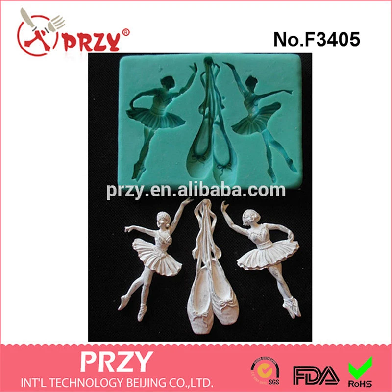 F3405 BALLET girl cake decorating fondant silicone mold