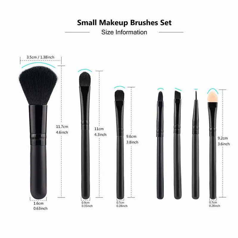 7pcs small professional makeup Brushes set for Foundation Concealer Lip Eyebrow Eyeline Eye shadow Cosmetics