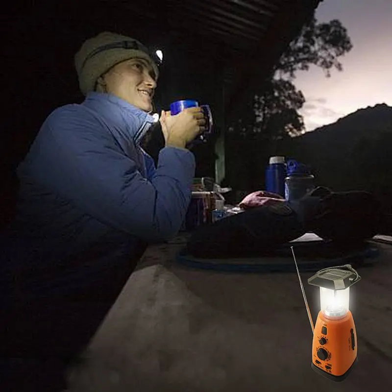 2 LIGHTING MODELS USB RECHARGEABLE RADIO ANTENNA PLASTIC CAMPING LANTERN/SOLAR PANEL 80 LUMENS