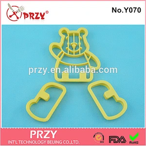 Eco-friendly Y070 cake decorating teddy bear plastic cookie mold