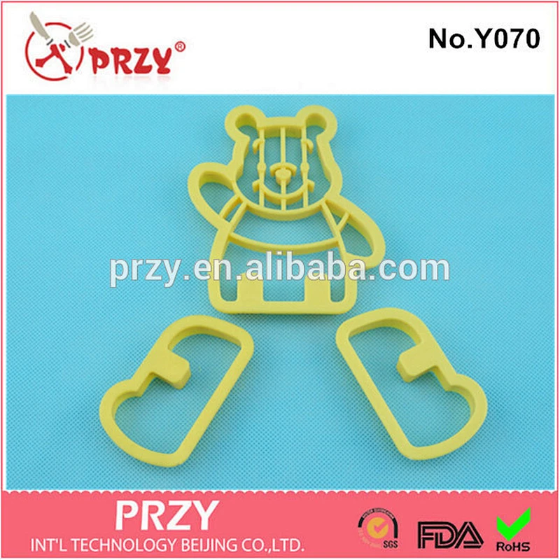 Eco-friendly Y070 cake decorating teddy bear plastic cookie mold