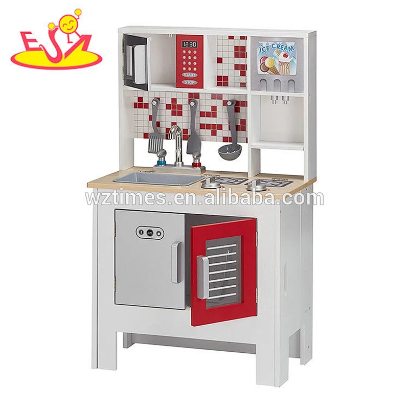 2018 Comercio al por mayor simplemente para niños juego de juguetes de cocina de madera juego de simulación de cocina con etiqueta de mosaico W10C376