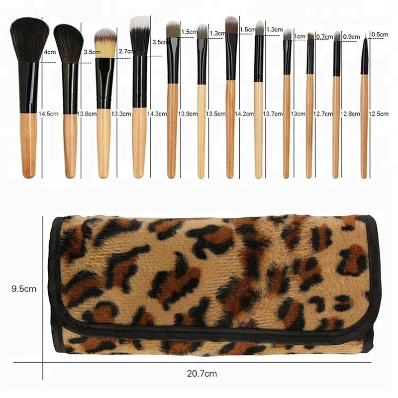 12PCS Makeup Brushes Set Powder Foundation Cream Blush Eyeshdow Lip Brush Sexy Leopard PU Case Beauty Cosmetic Tool Kits