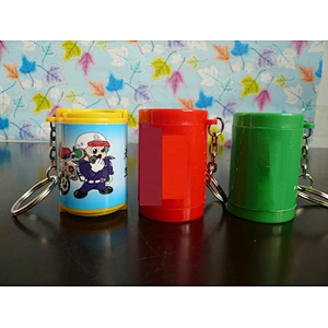 Hot Selling cylinder Shape Printed Colorful Coin Holder With Keychain For Promotional Gift