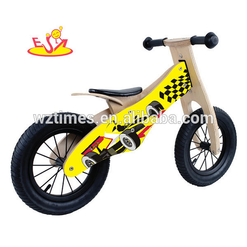 Wholesale top quality kids wooden walking balance bike with funny pattern W16C097-1