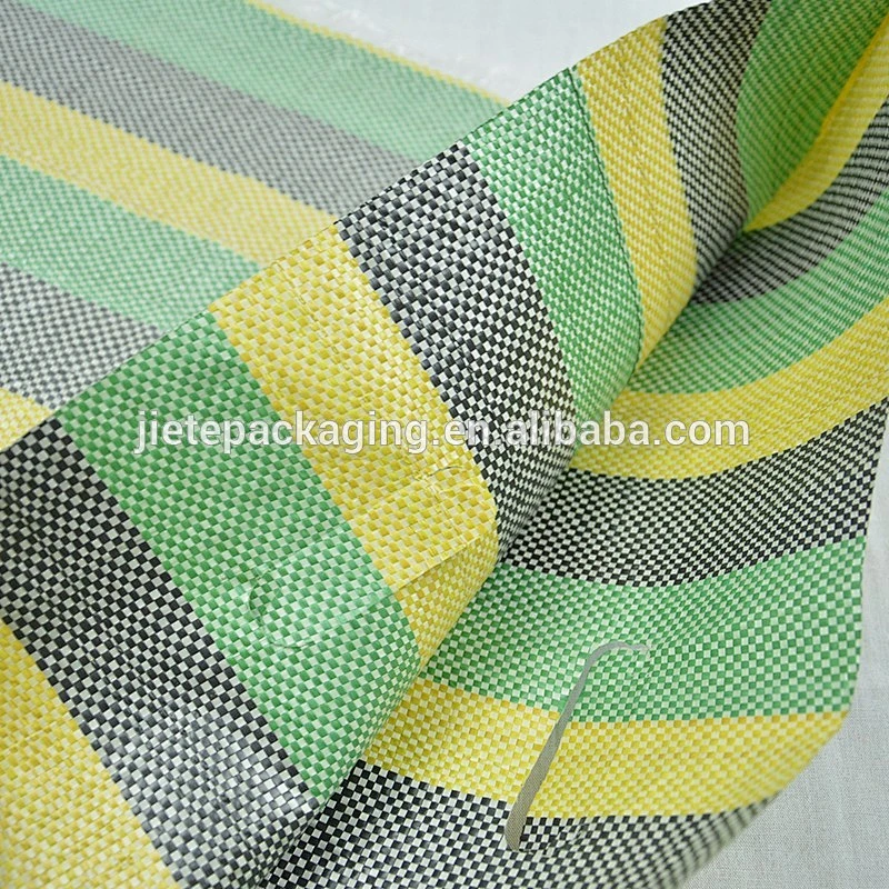China color stripe pp woven shopping bags with hand hole