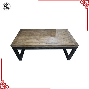 chinese vintage industrial wooden iron coffee table furniture