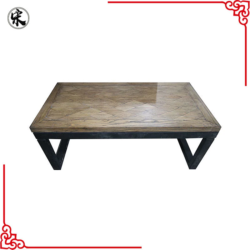 chinese vintage industrial wooden iron coffee table furniture