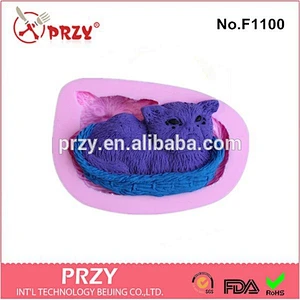 Hotsale cat shaped fondant silicone mold for cake decorating
