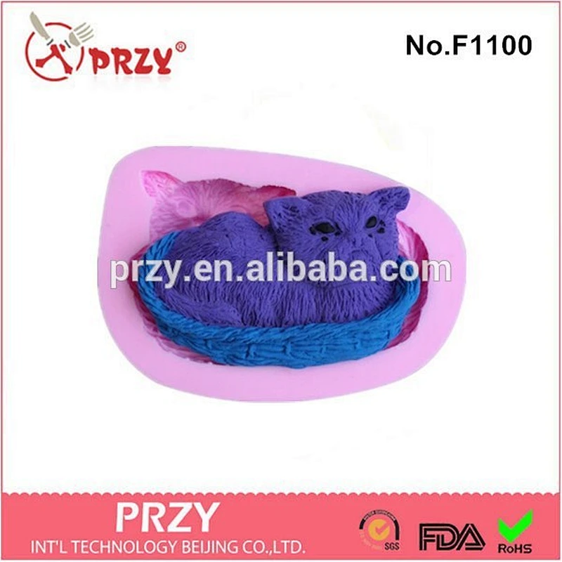 Hotsale cat shaped fondant silicone mold for cake decorating