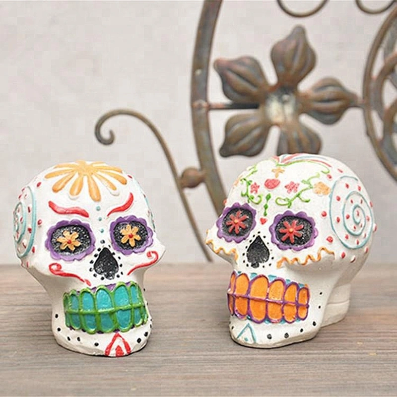 Resin painted 3D Skull Decoration mould Halloween Skeleton head Candle silicone molds