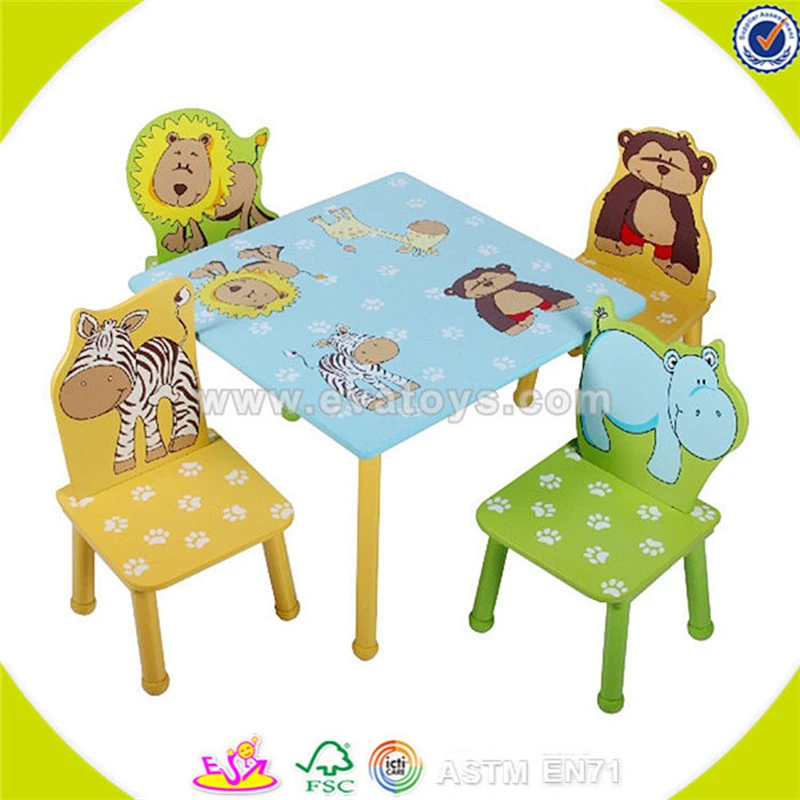 Wholesale cute design wooden kids furniture top quality wooden kids furniture table and chairs W08G086