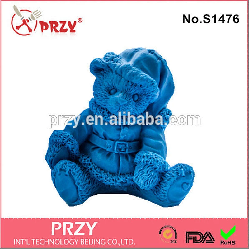 Handmade silicone Santa bear 3D mold soap mold