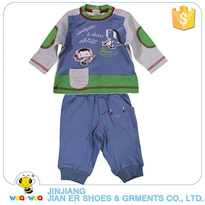 OEM service casual style long sleeve shirt 2 piece baby boy outfit clothes set