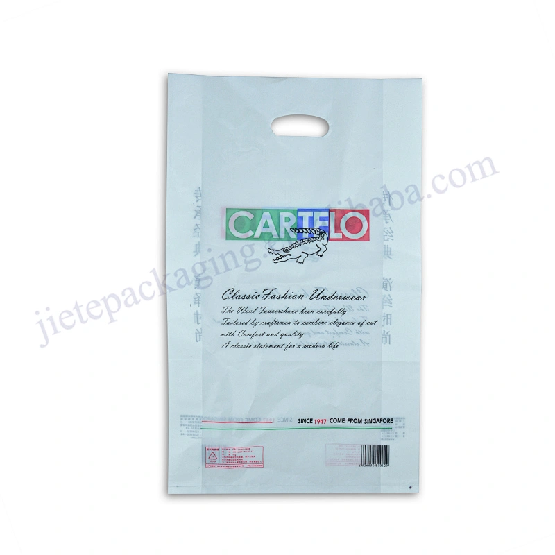 Customized pe plastic packaging bag with logo,D handle for clothes,shoes,shopping,marekt