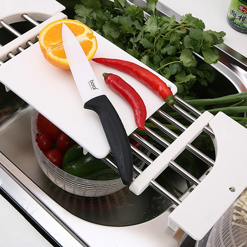 Competitive price kitchen sink shelf stainless steel drying rack plastic dish drainer