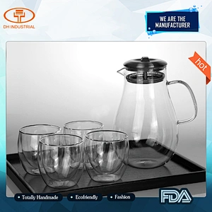 high-capacity glass tea pot with 304 stainless steel strainer glass tea kettle with handle