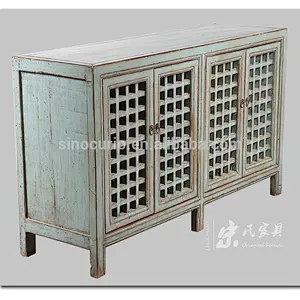 Chinese antique natural cabinet kitchen cupboard lattice wooden door