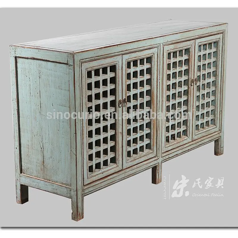 Chinese antique natural cabinet kitchen cupboard lattice wooden door